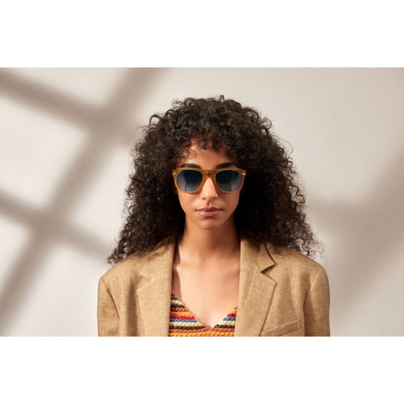 Persol Steve Mcqueen 714SM 204/S3 Opal Yellow Blue Polarized Sunglasses Folding - Picture 9 of 11